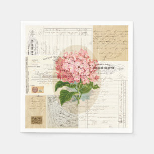 För Hydranga för vintage rosa servetter franska