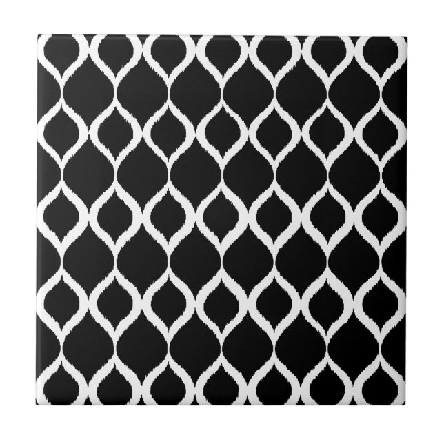 För Ikat för svart vit geometriskt mönster stam- Kakelplatta (Framsidan)