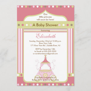 För inbjudanrosor för Princess baby shower vagn Inbjudningar