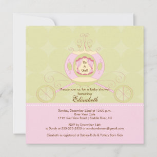 För inbjudansöt för Princess baby shower vagn Inbjudningar