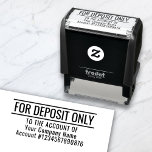 För insättningsendast Anpassningsbar Basic Busines Självfärgande Stämpel<br><div class="desc">En grundläggande "For Deposit Only"-självlänk för frimärke med bankinformation för ditt kontor. Det är ett enkelt och korrekt sätt att godkänna dina checkar och bankinsättningar.</div>