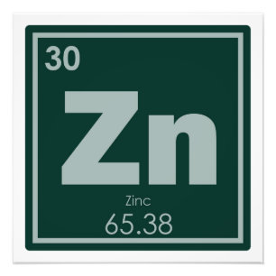 För inslagsymbol för Zinc kemisk formel för kem Fototryck
