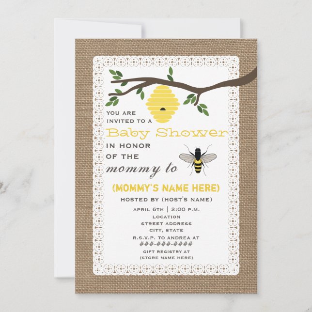 För inspirerat Themed baby shower honungbi för Inbjudningar (Framsida)