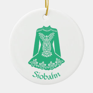 För Irish Dancers Grönt Dancing Dress Personlig Julgransprydnad Keramik
