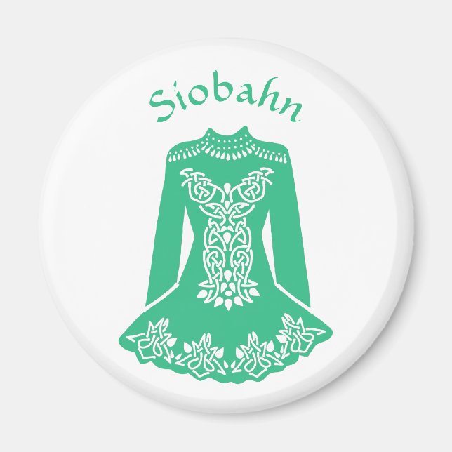 För Irish Dancers Grönt Dancing Dress Personlig Magnet (Framsidan)