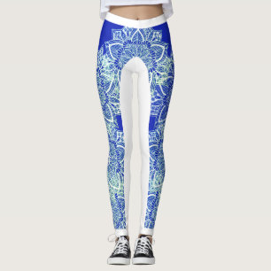 För isMandala för blått grön damasker Leggings
