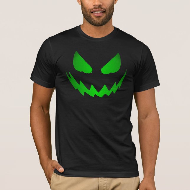 För jack o lanternansikte för neon grön T-tröja T-shirt (Framsida)