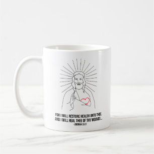 För jag återställer hälsotillståndet. kristen kaffemugg