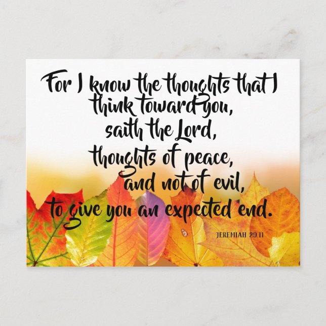 För jag känner till Tankarna KJV Jeremiah Verse Vykort (Framsida)