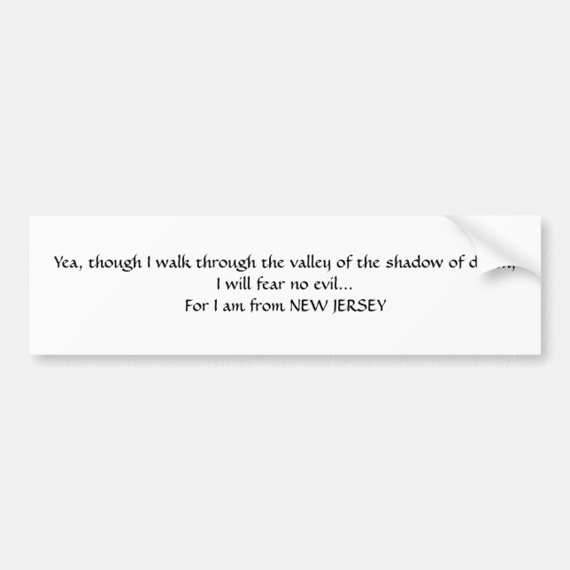 För jag kommer från New jersey Bumper Sticker I Bildekal (Framsidan)