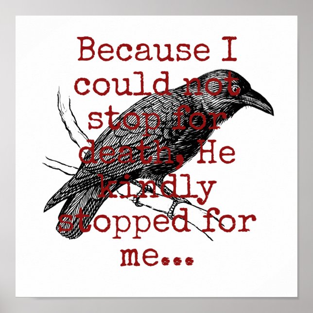 För jag kunde inte stanna för döden - dödscitat poster (Framsidan)