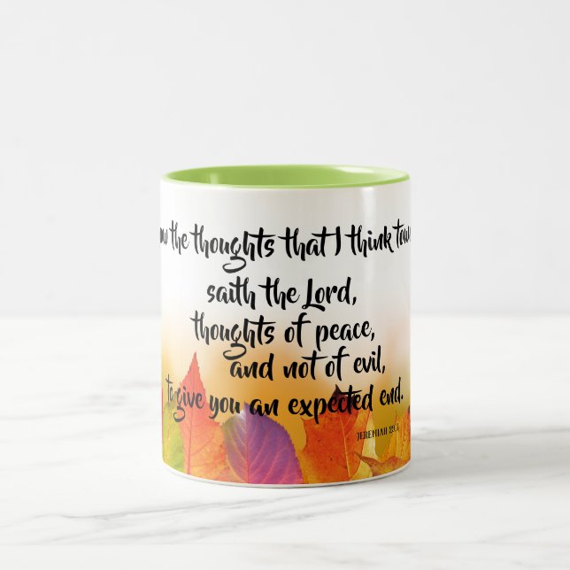 För jag vet hur jag tänker på Tänka Bible Verse Två-Tonad Mugg (Center)