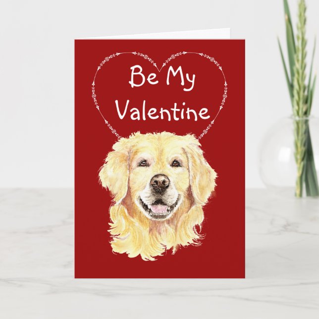 För jag Woof Kärlek du Golden Retriever Valentine Helgkort (Framsida)