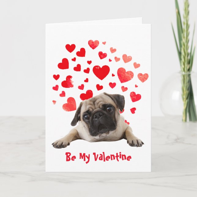 För jag Woof Kärlek du Pug Hund Valentine Helgkort (Framsida)