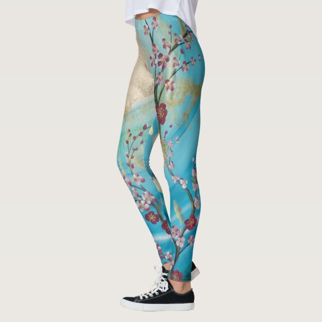 för japan för blått för sakura körsbärsröd leggings (Vänster)