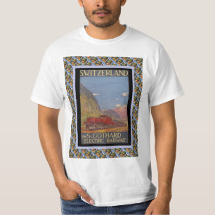 För järnvägSt Gotthard för vintage schweizisk T-shirt
