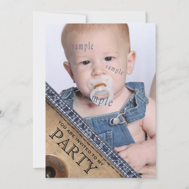 För Jean för landungeblått födelsedagsfest för Inbjudningar (Framsida)