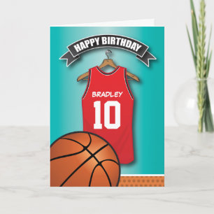 För Jersey för basket röd födelsedag för Kort