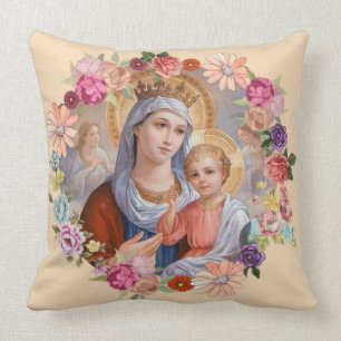 För Jesus för jungfrulig morMary baby krona blom- Kudde