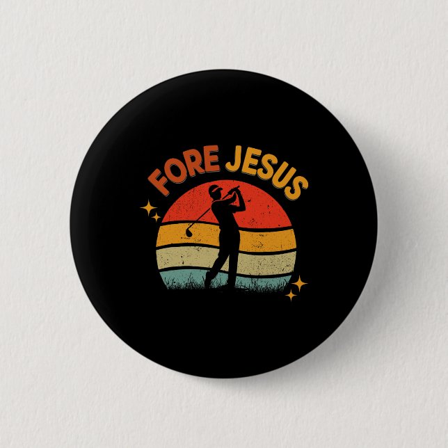 För Jesus Kristet Golf Retro 70 Talet Religiöst Go Knapp (Framsida)