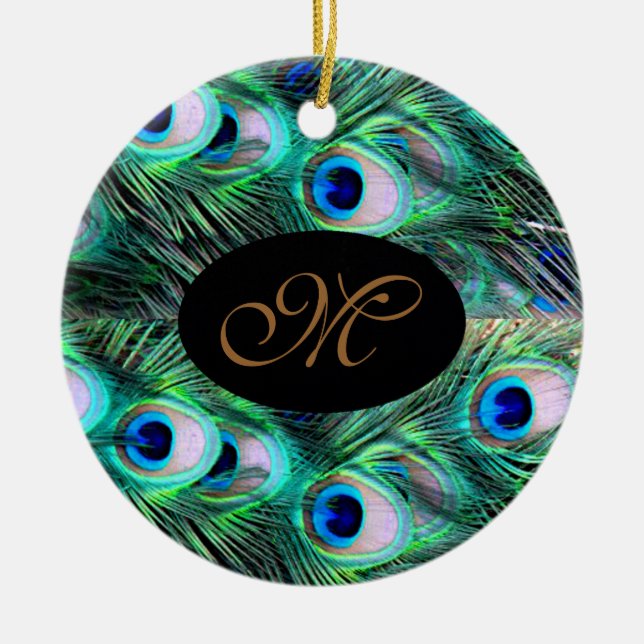 För julaftonhelgdag för Monogram elegantt bröllop Julgransprydnad Keramik (Framsidan)
