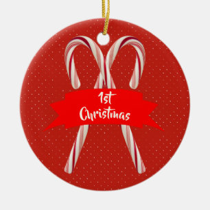 För julcandy cane för par 1st namn julgransprydnad keramik
