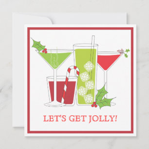 För julcocktailparty för järnek Jolly inbjudan