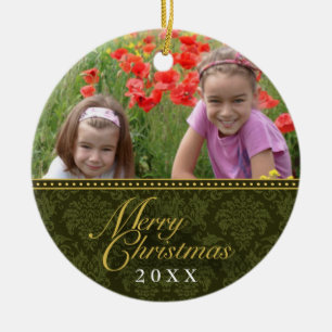 För julfoto för klassiker damastast prydnad julgransprydnad keramik
