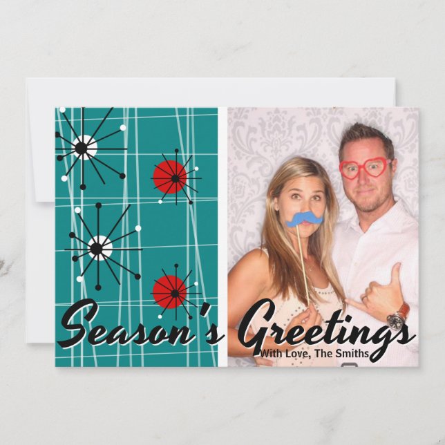 För julfoto för Retro mitt- århundrade modernt Julkort (Framsida)
