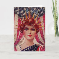 För Juli 4th för damfrihetflagga art déco vintage
