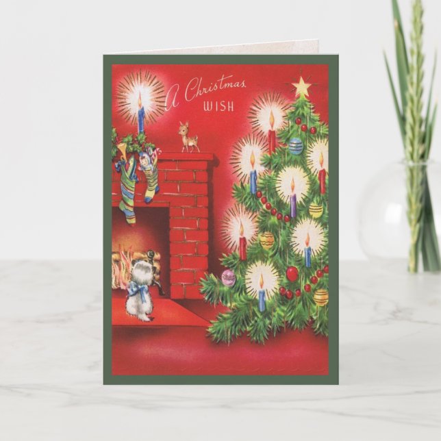 För julmorgon för kattunge väntande kort (Framsida)