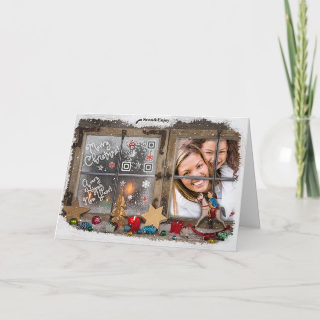 För julmusik för land lantligt Wood kort för foto (Framsida)