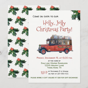 För julparty för järnek Jolly inbjudan för buss