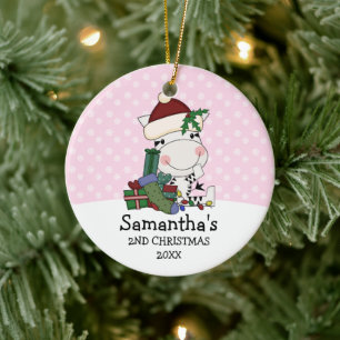 För julSanta för flicka 2nd personlig sebra Julgransprydnad Keramik