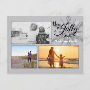 För julSnowflake för silver Jolly vykort för foto