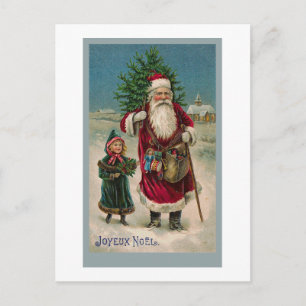 För jultomtenhälsning för vintage franskt kort
