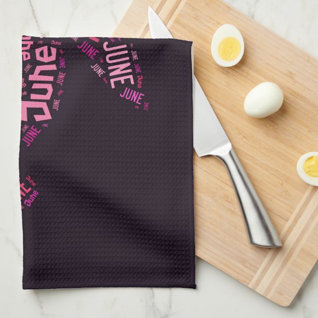 För Juni för rosaordmoln text blomma Kökshandduk (Vikt i Fjärdedel)