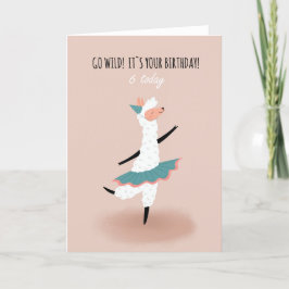 För jute Cute Dancing Llama 6e-födelsedagskort Kort