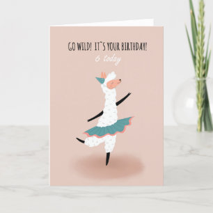 För jute Cute Dancing Llama 6e-födelsedagskort Kort