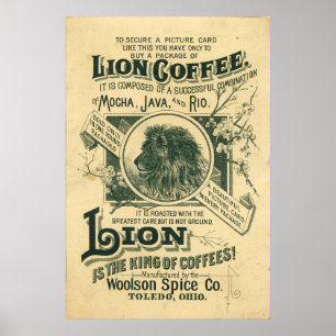 För kaffemocka för vintage lejon Java Rio Poster