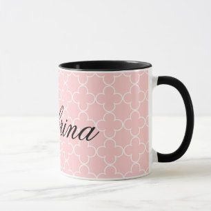 För kaffemugg för personlig känd rosa quatref