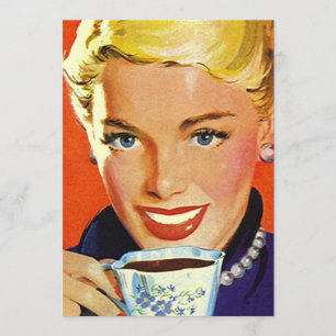 För kaffeTea för vintage inbjudan för gal. för