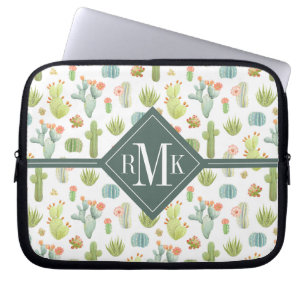 För kaktusanseende för Monogram gulligt mönst Laptop Fodral