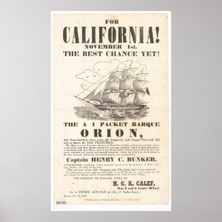 För Kalifornien... "Orion"-reklam (1281A) Poster