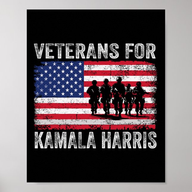 För Kamala Harris 2024 Val Usa Flagga Militär  Poster (Framsidan)