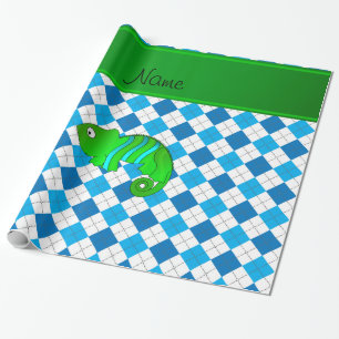 För kameleontblått för personlig känd argyle presentpapper