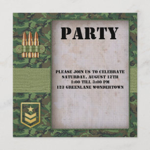 För kamouflageparty för soldat themed inbjudan