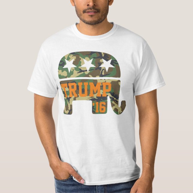 För kamouflagerepublikan för trumf 2016 elefant tee shirt (Framsida)