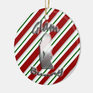 För kaninlogotyp för candy cane Glam prydnad fö Julgransprydnad Keramik