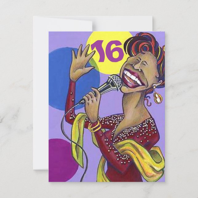 FÖR KARAOKEDIVA FÖR SWEET SIXTEEN 16 INBJUDAN FÖR (Framsida)